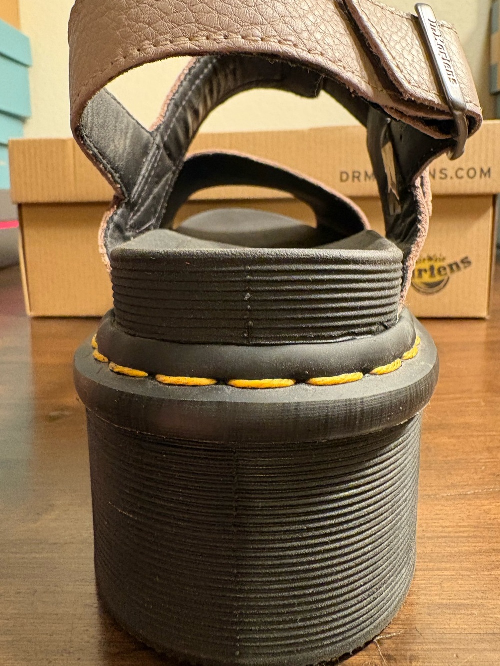 Dr. Martens Voss Quad Platform Sandal in Vintage Taupe with a Black Sole - Picture 5 of 10